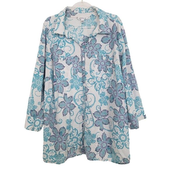 Croft & Barrow Floral Shirt Cotton Lightweight Button Front Womens Plus Size 2X - Picture 1 of 11